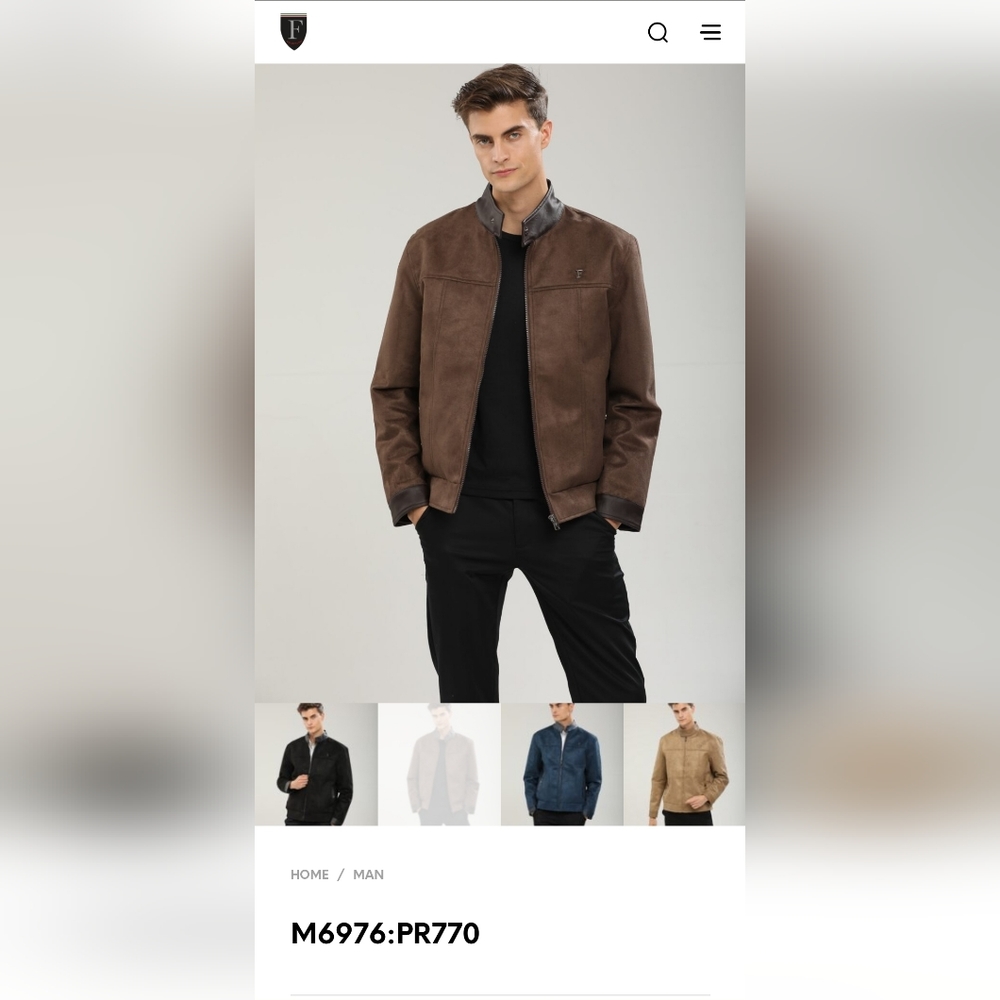 F-Collection Italian Suede Leather from M6976:PR770- Brown Men XL - Brand New